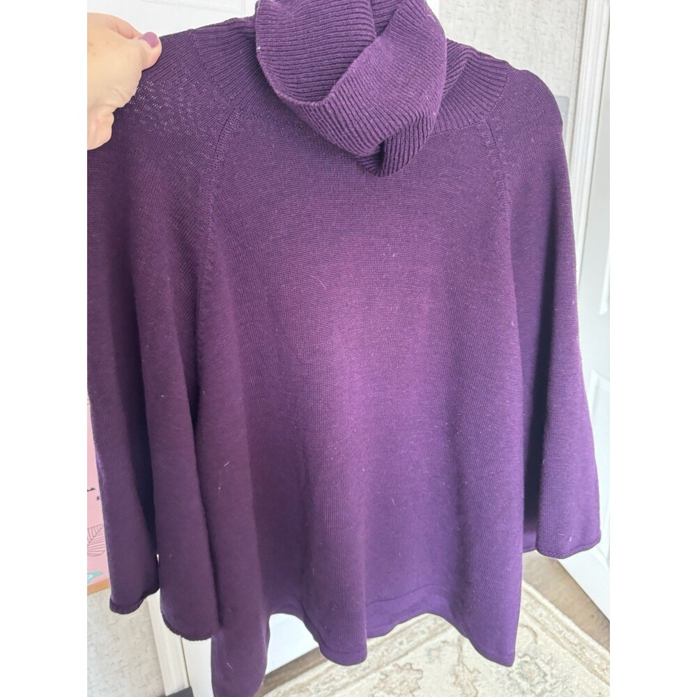 Eileen Fisher Large Womens Dark Purple Sweater Merino Wool - Picture 9 of 10